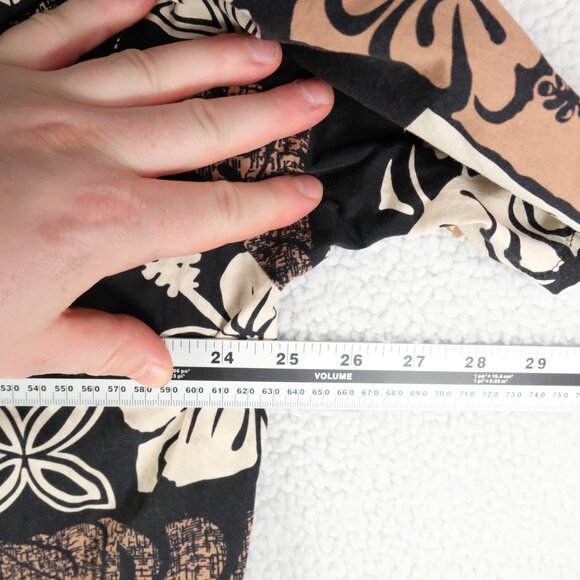 RJC Hawaiian Shirt Mens Large Black Brown Floral Geometric Button Up Cotton Camp - Picture 5 of 7